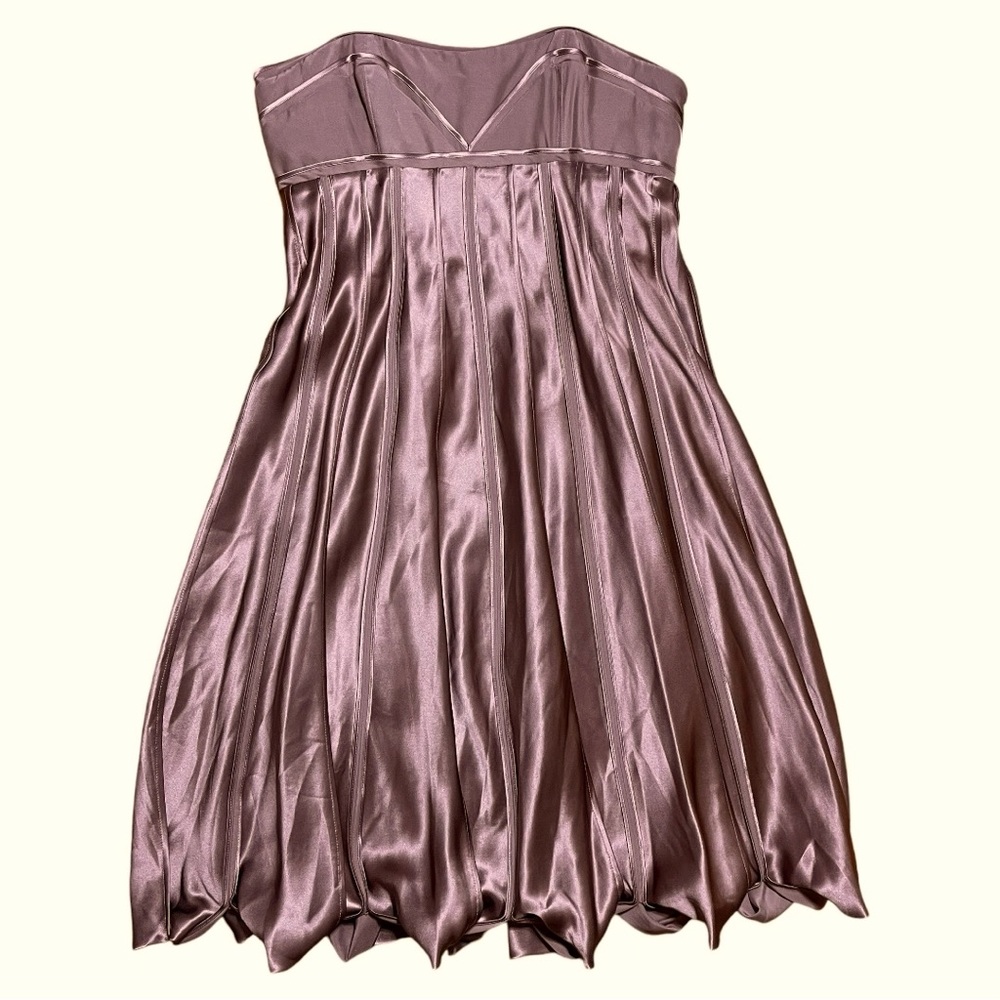 BCBGMaxAzria Runway 100% Silk Strapless Empire Waist Dress NWT Dusty Purple Sz 6